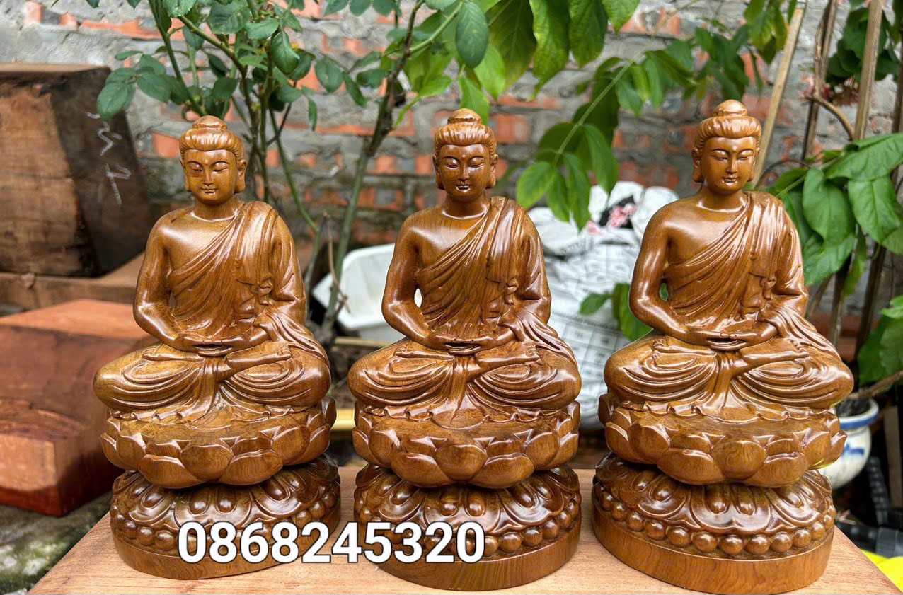 Tượng phật bổn sư thích ca mẫu ni bằng gỗ bách xanh thơm ngọt kt 20×12cm