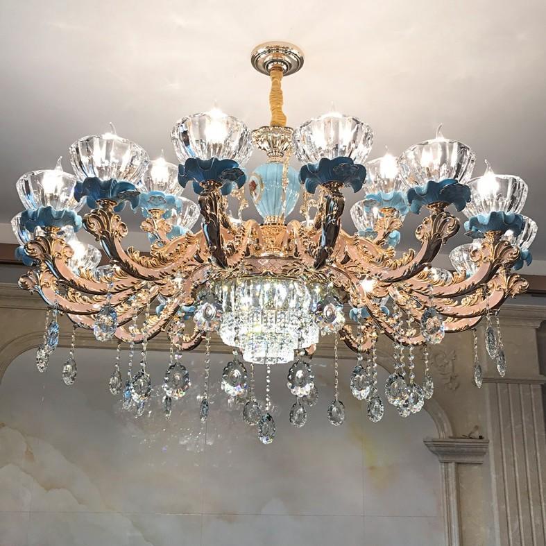 Đèn chùm pha lê trang trí nội thất sang trọng 15 tay - kèm bóng LED chuyên dụng