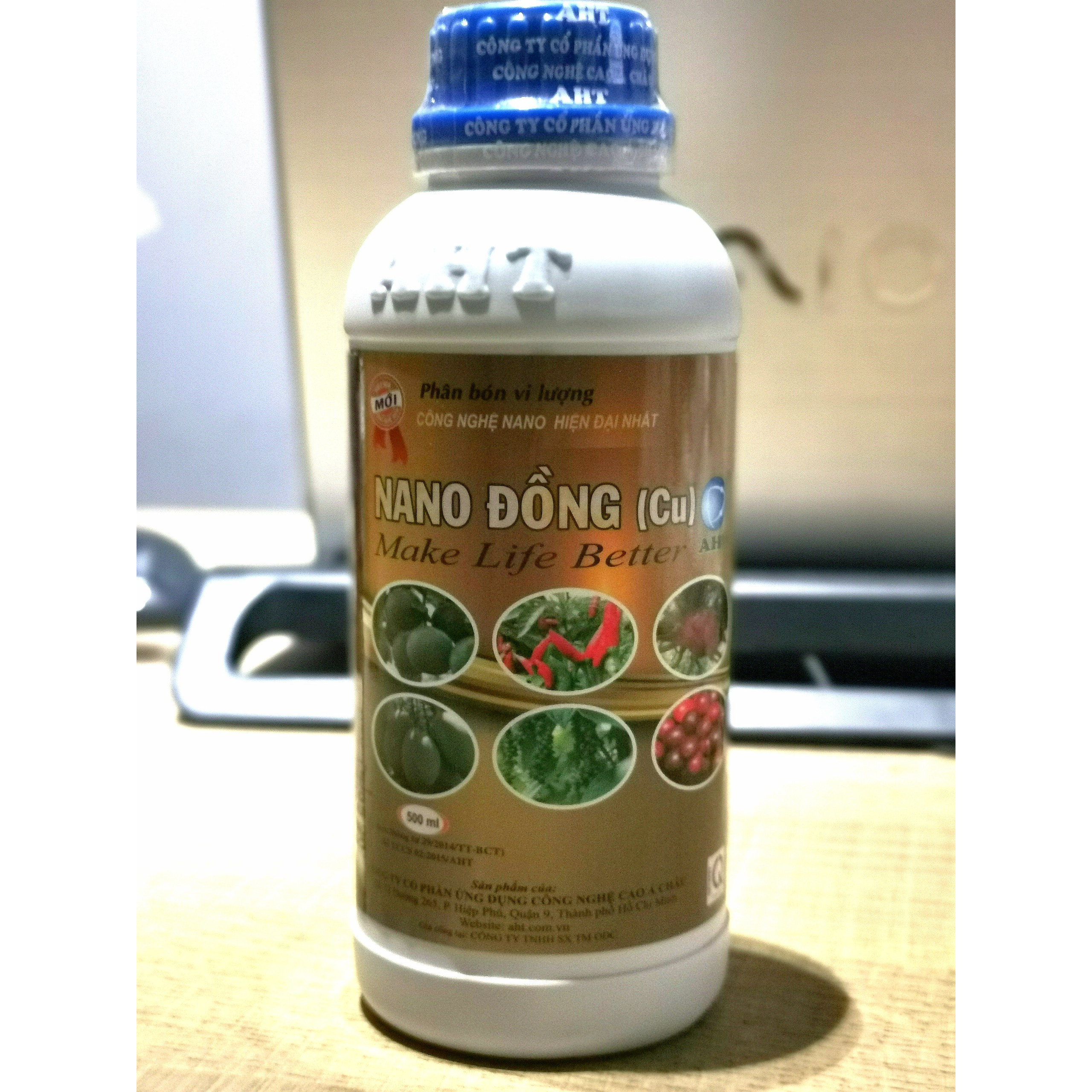 Nano Đồng AHT 500ml - Phân bón vi lượng dạng nước, phòng ngừa và diệt nấm bệnh, vi khuẩn trên cây trồng hiệu quả. Không để dư lượng thuốc