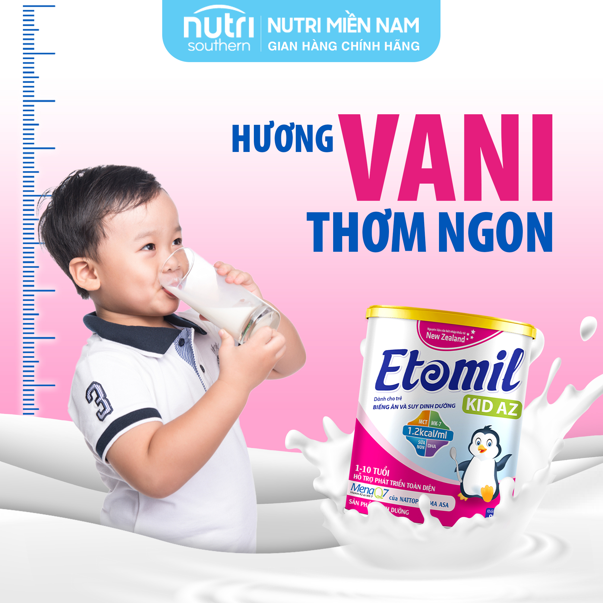 Sữa Etomil Kid AZ Năng Lượng Cao Dành Cho Trẻ Biếng Ăn, Nhẹ Cân Và Suy Dinh Dưỡng Từ 1-10 Tuổi – Hộp 400gr