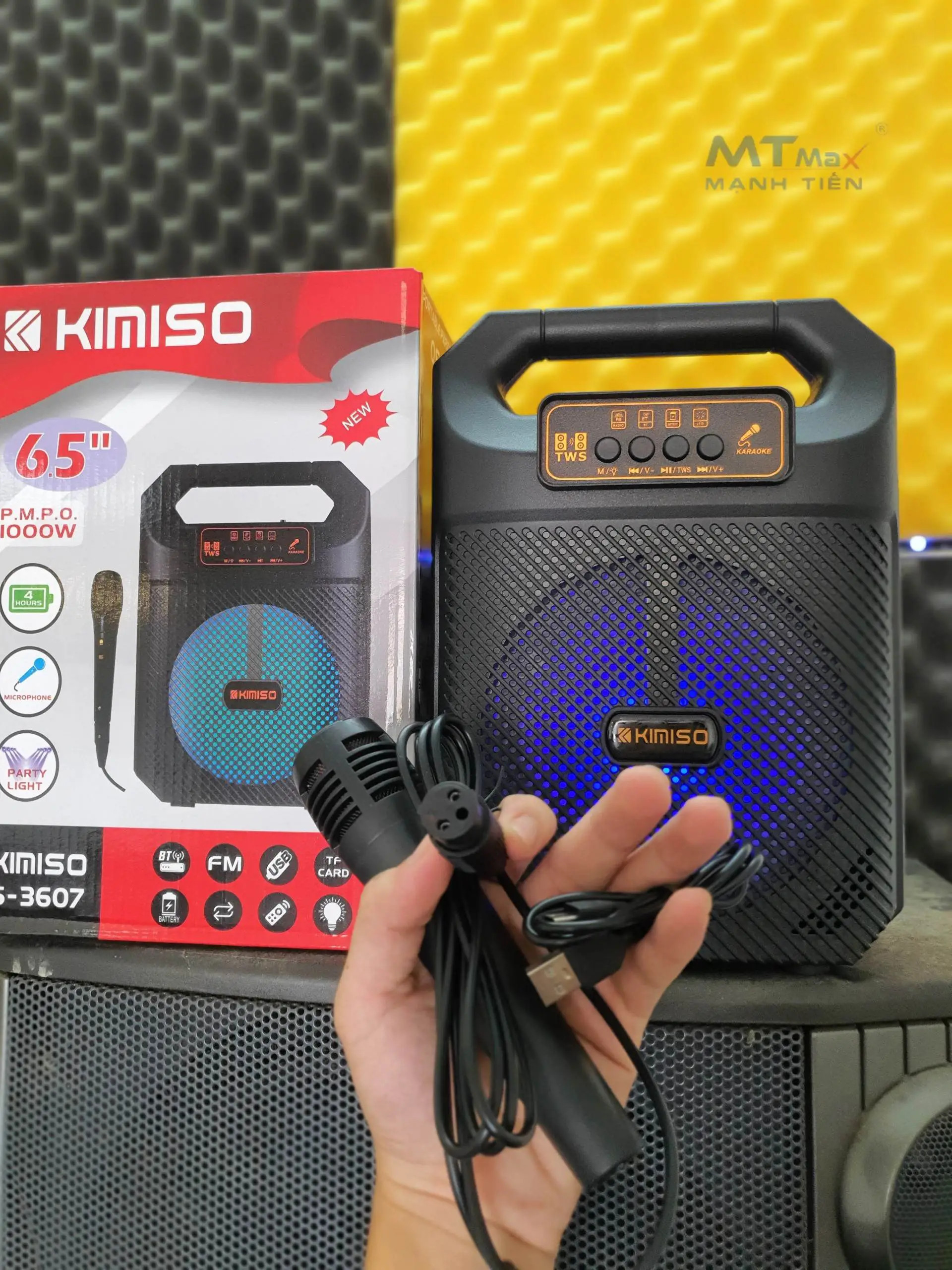 Loa karaoke Kèm Mic Kimiso QS 3607 chất âm khá kích thước nhỏ gọn karaoke mang đi chơi đi du lịch công suất 20W