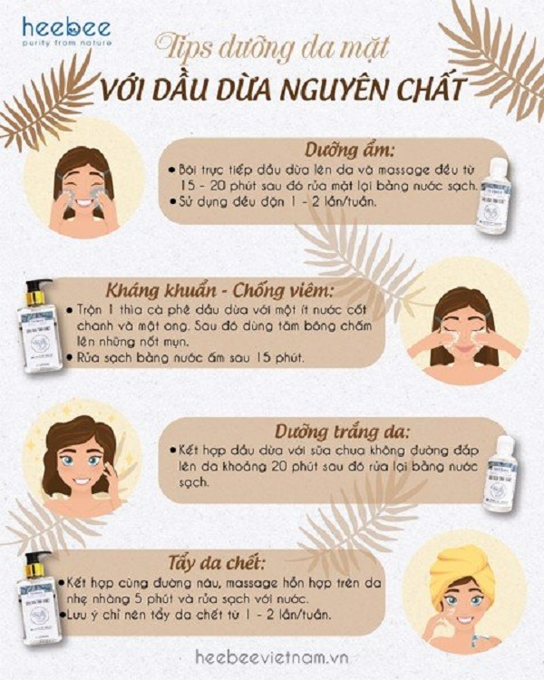 Dầu Dừa Tinh khiết Heebee Không Mùi Mềm Da, Mượt Tóc - Extra Virgin Coconut Oil 50ml