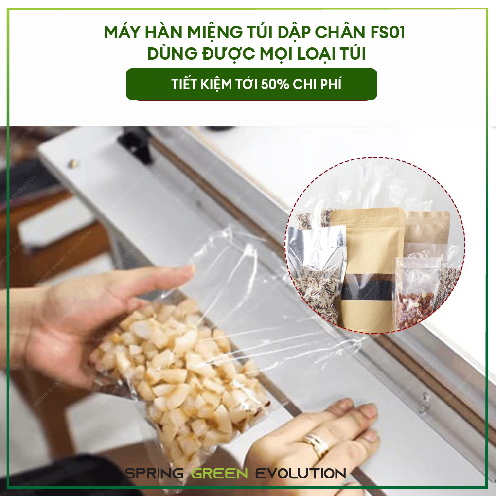 Máy hàn miệng túi dập chân FS01-40cm. Hàn được nhiều loại túi. Hàng chính hãng Thái Lan