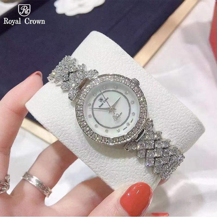 Đồng Hồ Nữ Chính Hãng Royal Crown 4617 Jewelry Dây Kim Loại Đính Đá Chống Nước Chống Xước