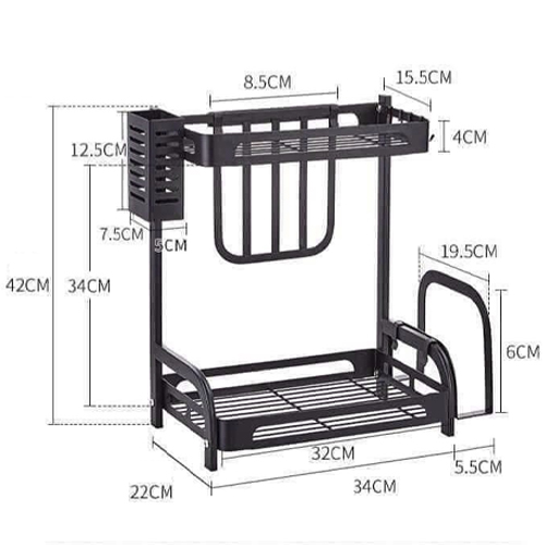 Kệ Đựng Gia Vị 2 Tầng Kèm Theo Đựng Dao, Thớt, Đũa, Thìa Dành Cho Nhà Bếp