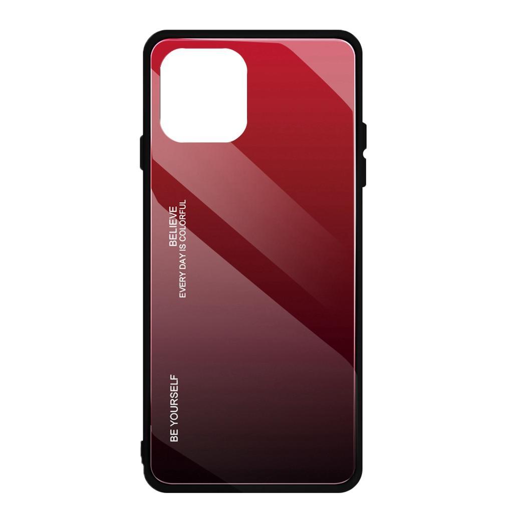 Gradient glass cover case for iPhone 11 Pro 6.1 inch for iPhone 11 Red+Black