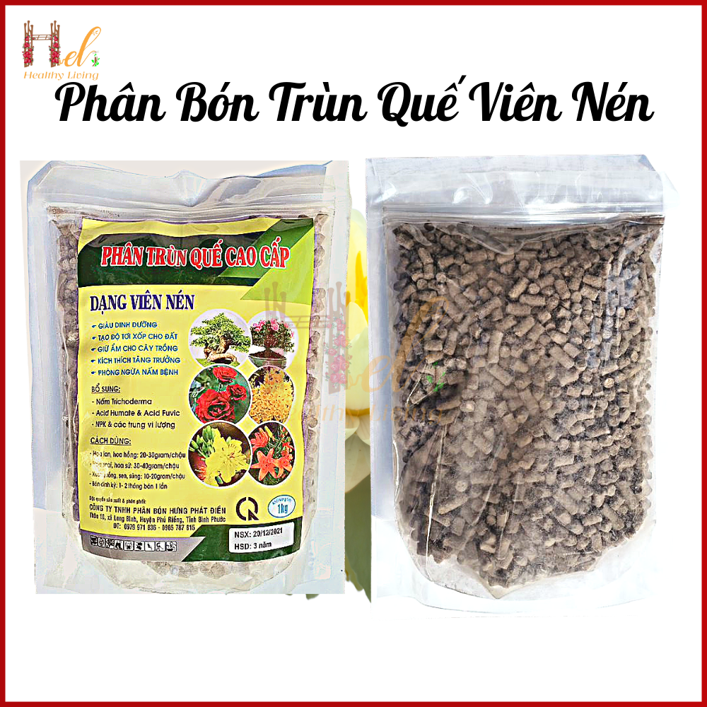 Phân Bón Trùn Quế Viên Nén HPD Cao Cấp Phân Bón Hữu Cơ Chuyên Cho Lan Và Cây Kiểng Gói 1kg