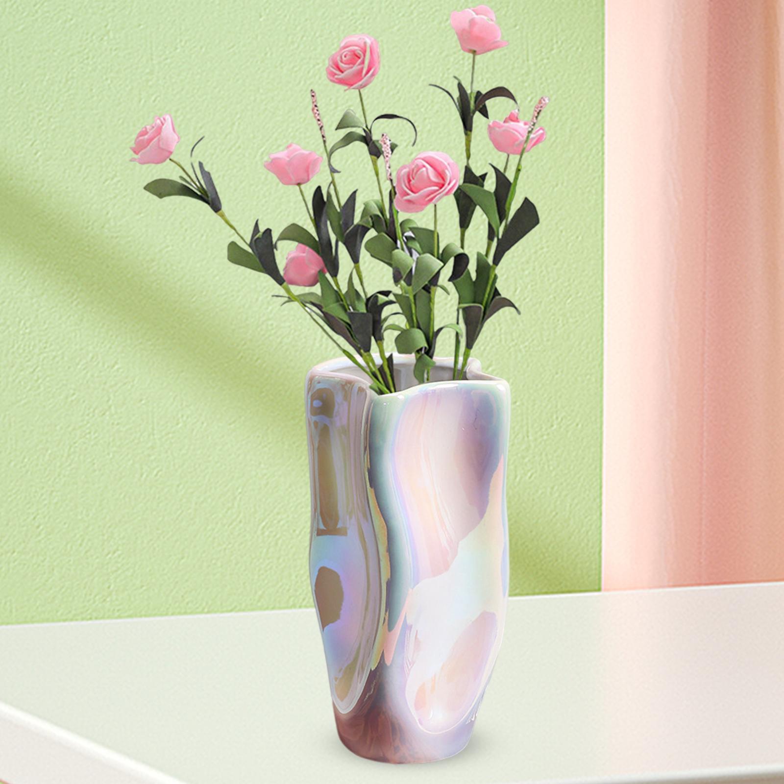 Nordic Style Ceramic Vase Flower Pot Living Room Ornament Flower Arrangement Decorative Art Vase Floral Decorative Vase for Entryway Bedroom