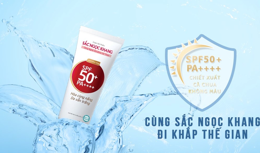 [Tặng Sữa rửa mặt 100g] Kem chống nắng Sắc Ngọc Khang 50g giúp chống nắng hiệu quả với chỉ số SPF50, PA++++