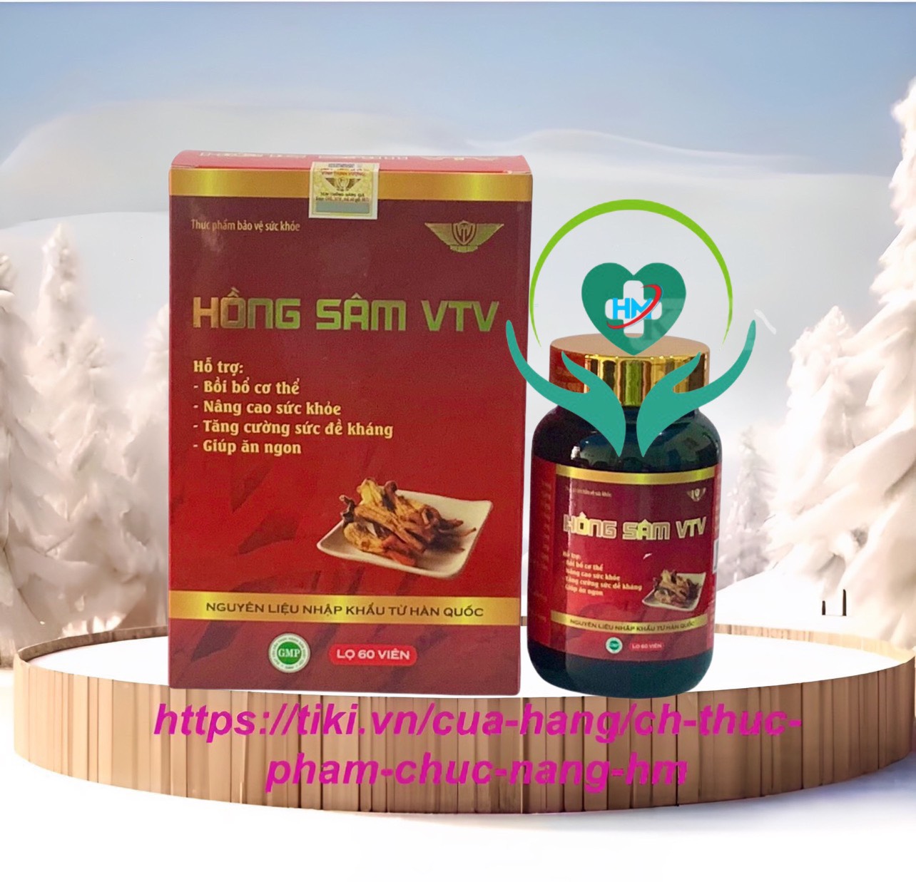 Viên uống Hồng sâm VTV Vinh Thịnh Vượng VV, hộp 60v, bồi bổ khí huyết, tăng cường sức đề kháng