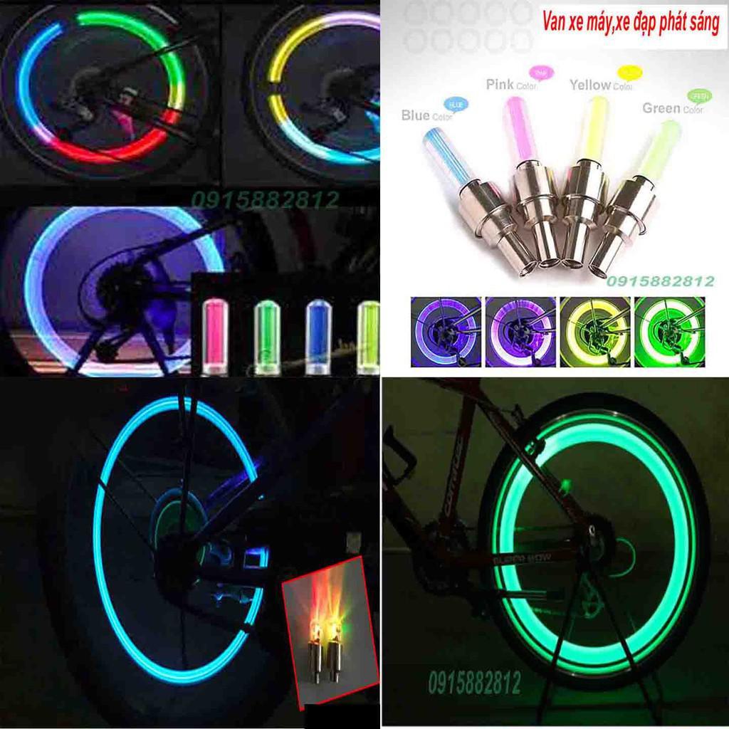 Set 2 đèn led phát sáng gắn trang trí van bánh xe đạp / mô tô SIÊU SÁNG Siêu rẻ