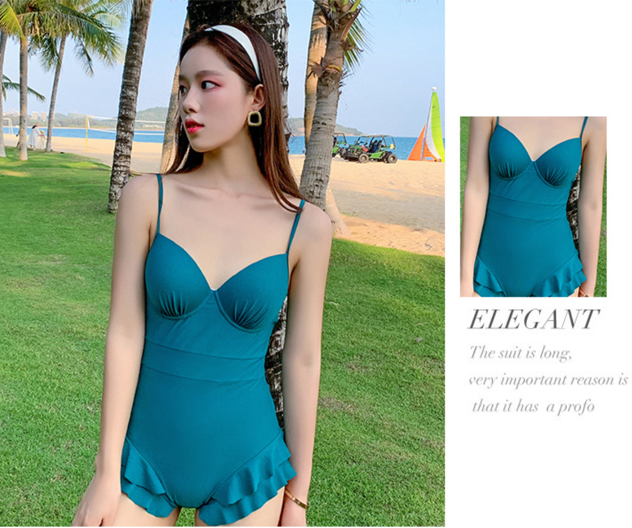 Bộ đồ bơi bikini nữ 1 mảnh giấu bụng tôn dáng đi tắm biển kèm áo ren trắng khoác ngoài chống nắng - B. 04