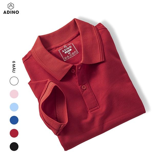 Áo polo nữ ADINO màu đỏ phối viền chìm vải cotton co giãn dáng công sở slimfit hơi ôm trẻ trung APN03