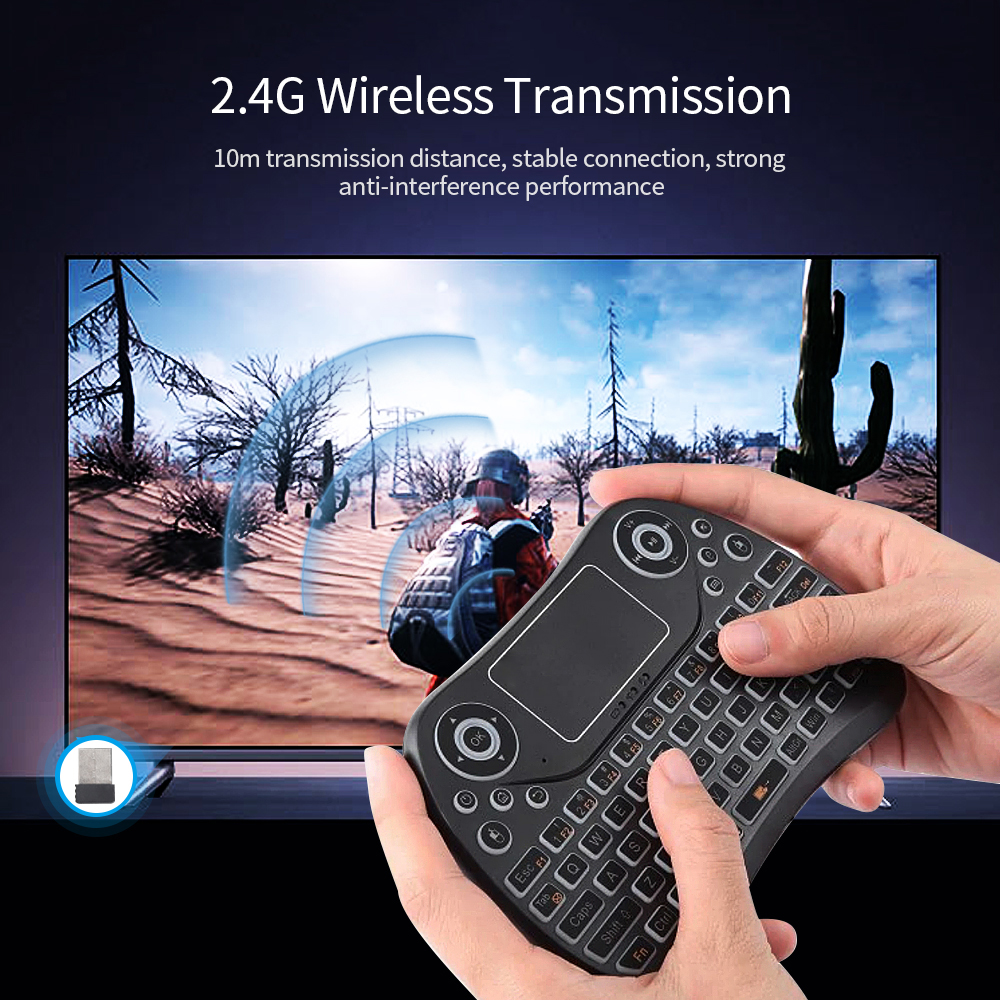 Bàn Phím Chuột Không Dây Mini Có Đèn Nền 2.4g Cho TV Thông Minh Máy Tính Xách Tay TV Box