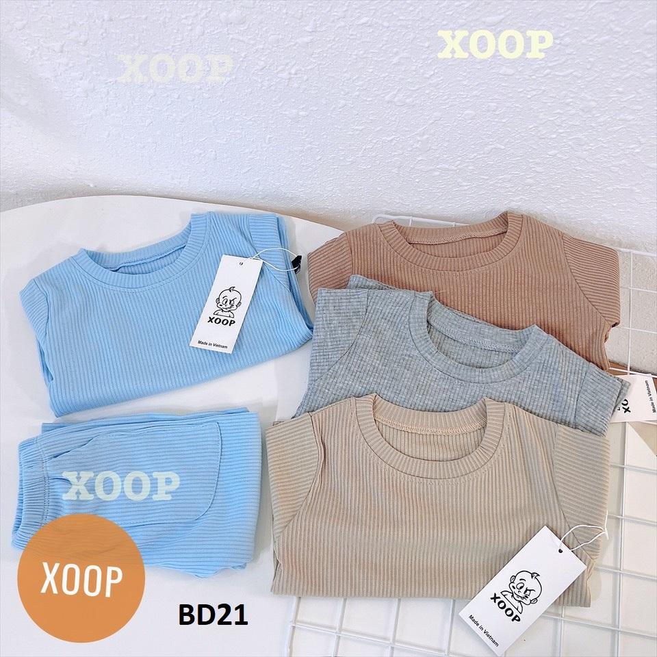 Bộ dài tay chất gân tăm- Bộ dài tay xoop quần có túi hộp cho bé BD21