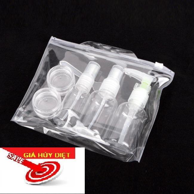 Bộ chiết mỹ phẩm, chai lọ mỹ phẩm- Túi đựng mỹ phẩm du lịch và bộ chiết mỹ phẩm mini 5 món tiện lợi hữu ích cho chị em