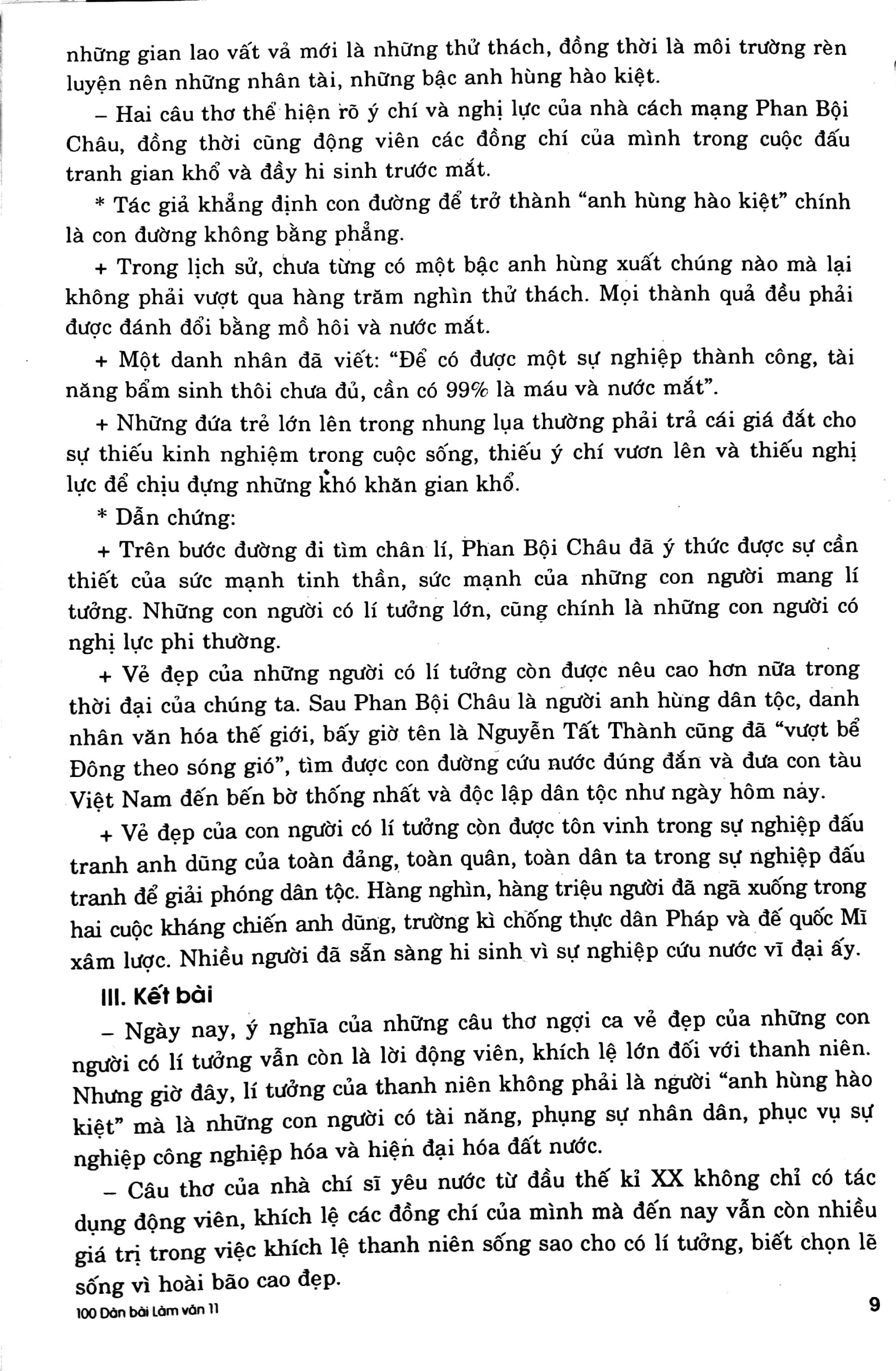 100 Dàn Bài Chi Tiết Làm Văn Lớp 11