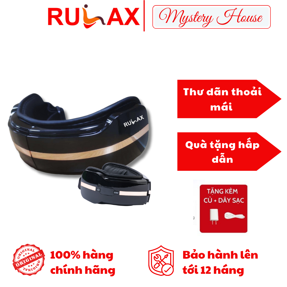Máy Massage Mắt RULAX 10 Chế Độ Phiên Bản Cao Cấp, Công Nghệ Rung Đa tần, Nhiệt Hồng Ngoại, Nghe Nhạc, Giảm Đau Mỏi Mắt