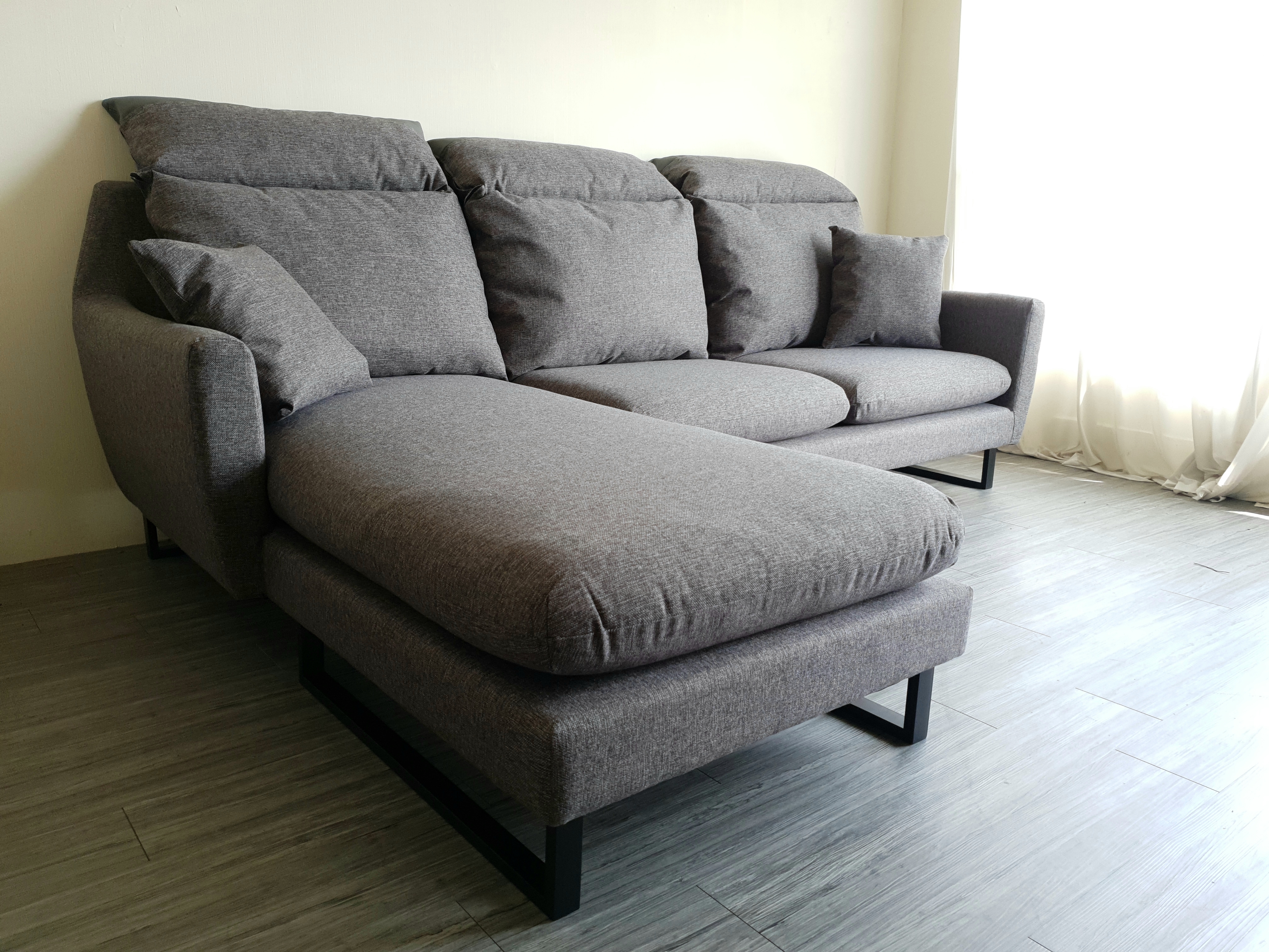 Sofa bed góc L Juno sofa màu xám, kem