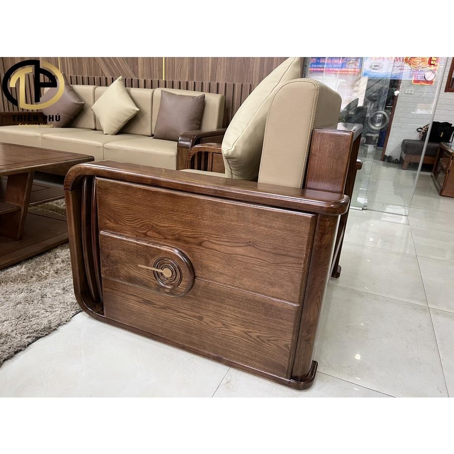 Bộ bàn ghế phòng khách sofa gỗ Sồi Nga 123 chỗ ngồi mã TP522