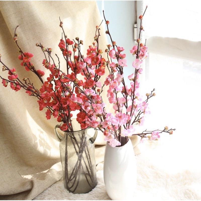 Hoa giả LMS- cành Mai nhân tạo 93cm trang trí tết, hoa decor hoa mùa xuân