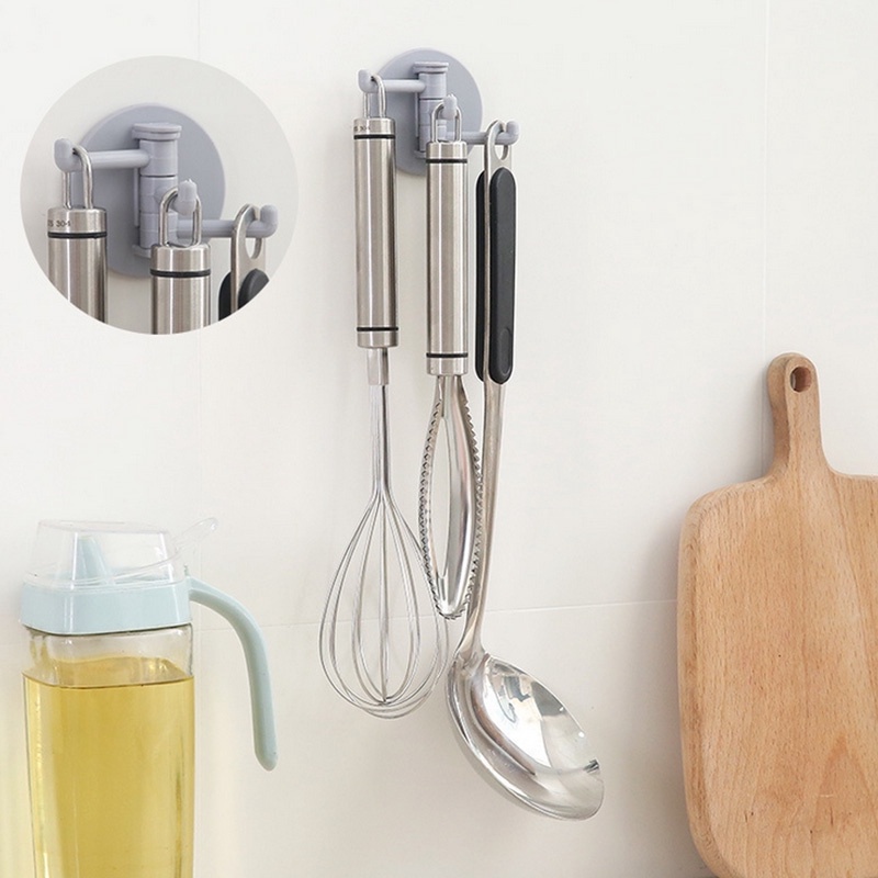 Móc dán tường treo đồ đa năng 3 nhánh siêu dính chắc chắn xoay 180 độ tiện dụng - móc treo chìa khóa, vật dụng, quần áo tiện lợi