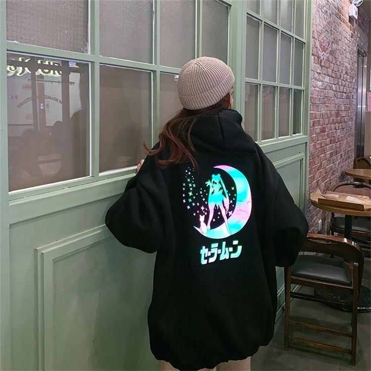 Áo Hoodie Phản Quang 7 màu Nam Nữ Vải Xịn Siêu dầy Thủy Thủ Mặt Trăng