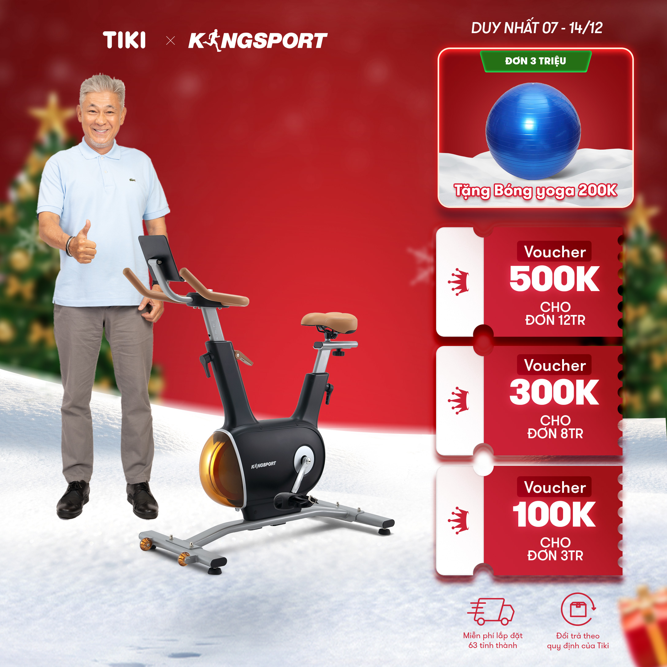 Xe đạp tập Kingsport Creative E-03 Black thiết kế thời trang sang trọng, bánh đà kép đặt trọng lượng 7kg, tải trọng tối đa 120kg phù hợp với mọi thành viên