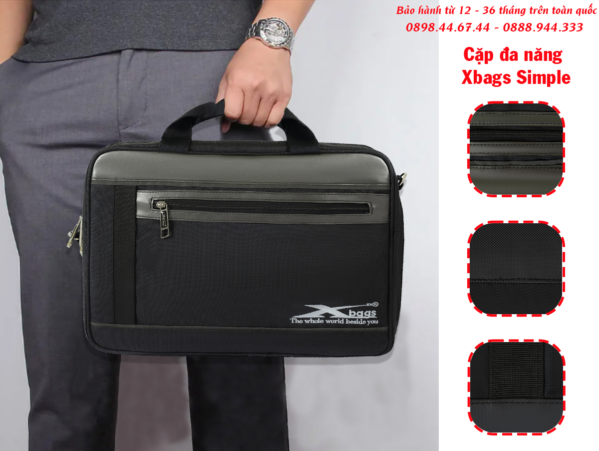 Cặp balo đa năng đi học, cặp chống sốc laptop Xbags Simple