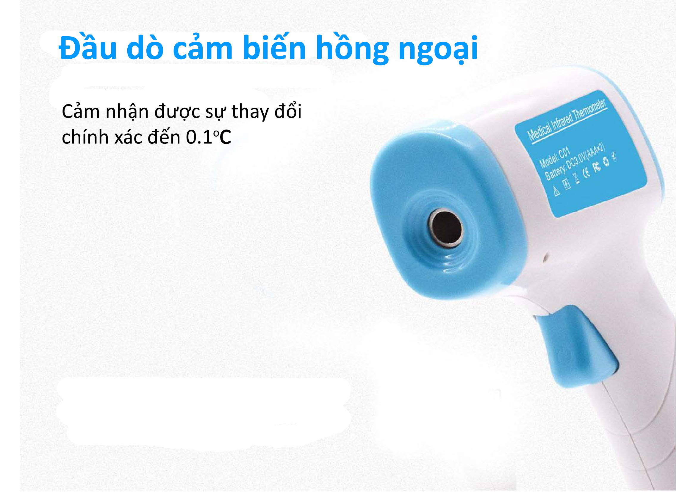 Nhiệt Kế Hồng Ngoại YHKY-2000 Đo Nhiệt Độ Không Cần Tiếp Xúc - TẶNG KÈM PIN AAA