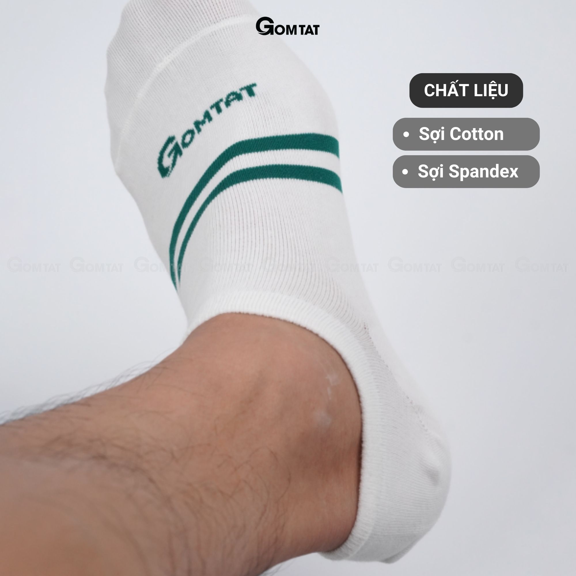 Combo 5 Đôi Tất Cổ Ngắn Nam Nữ GOMTAT Mẫu 2 Sọc Ngang, Vớ Cổ Thấp Unisex Chất Liệu Cotton Cao Cấp - GOM503-2SOC-CB5