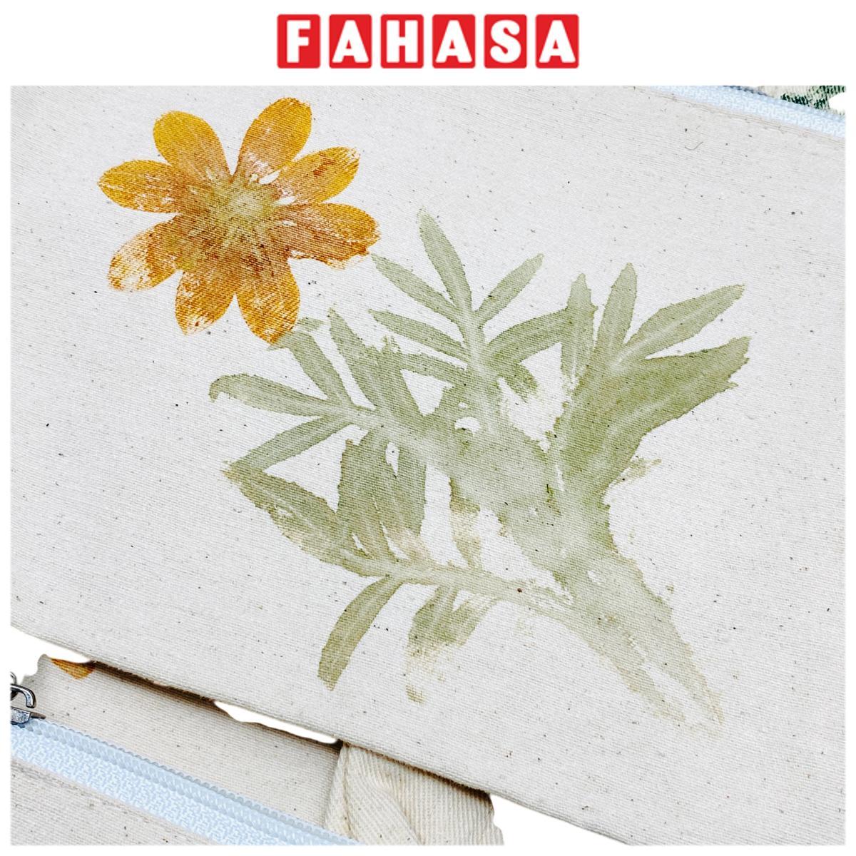 Túi Bút Vải Canvas In Hoa Lá Tươi - Saigon Zerowaste - Mẫu 1