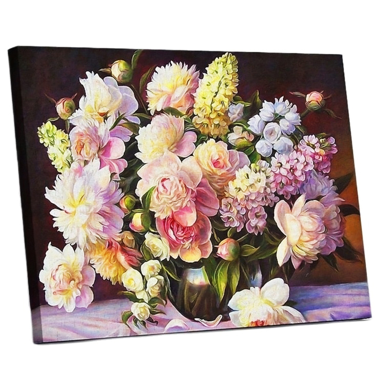 Tranh sơn dầu số hóa tự tô đã căn khung 40x50cm- RA3284 lọ hồng phấn