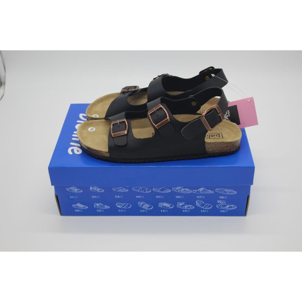 Dép Sandal da bò quai ngang Unisex (Đế trấu) - D02 Bioline