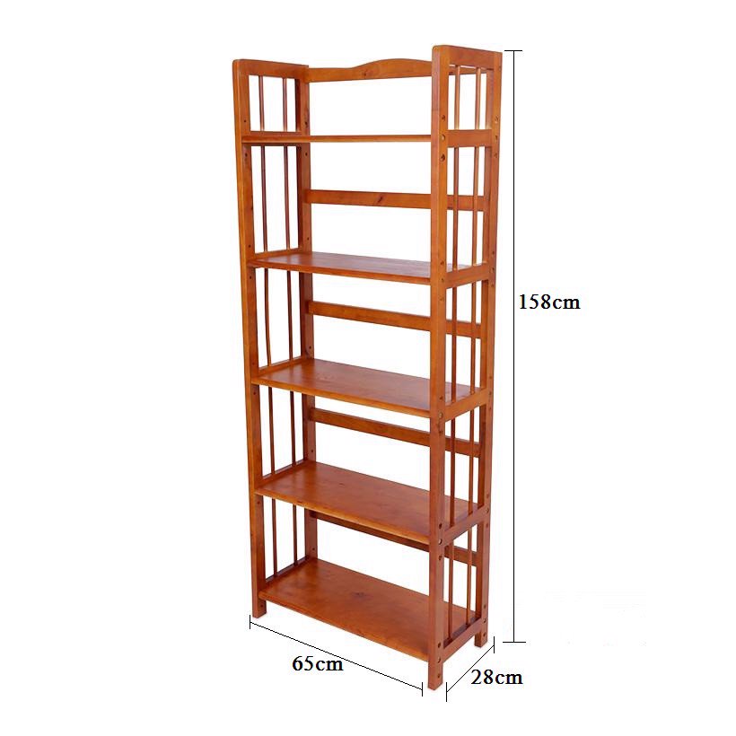 Kệ Sách 5 Tầng Dài 65 cm Gỗ Cao Su
