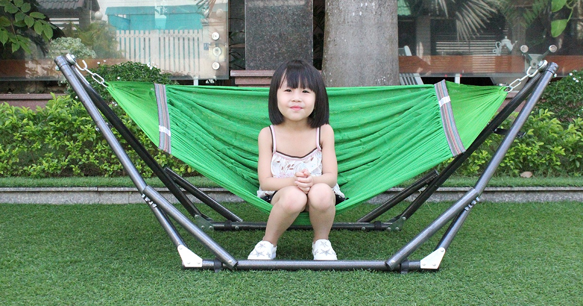 Bộ võng xếp cho trẻ em sơn tĩnh điện thép phi 32
