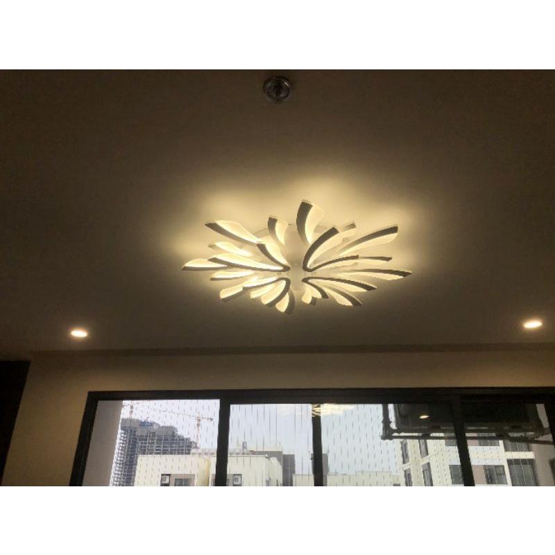 ĐÈN ỐP TRẦN phòng khách, phòng ngủ-G07, LED tô điểm tối tân 12 cánh chữ V, 3 cơ chế sáng