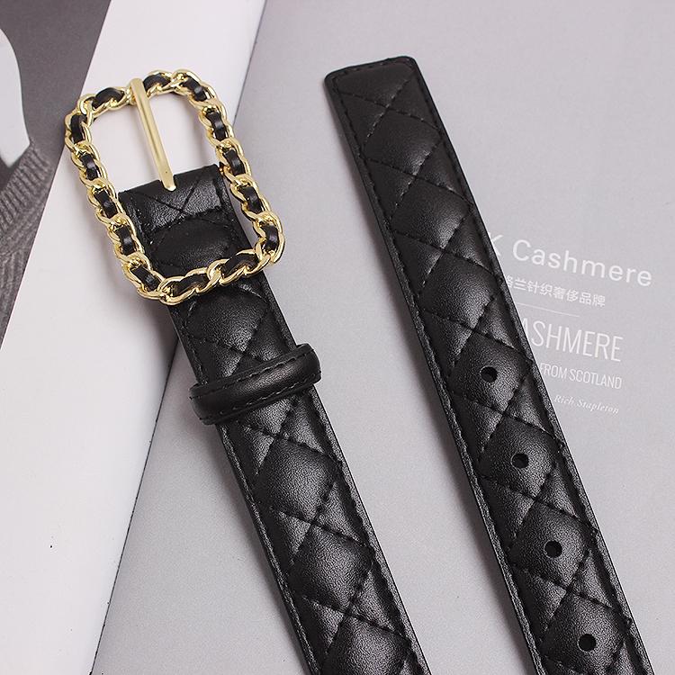 Năm 2020 Sang Trọng Kim Cương Lattic Dây Lưng Da Bò Quần Thắt Lưng Khóa Kim Loại Dây Chuyền Có Thể Điều Chỉnh Trắng Vàng Thắt Lưng Caestus Dây