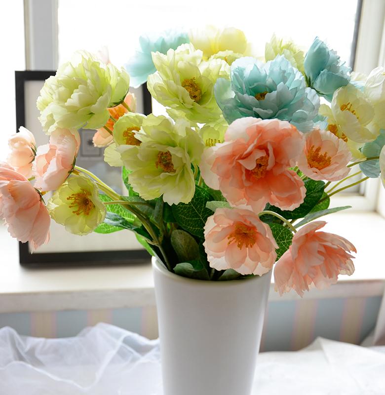 Hoa giả trang trí, 5 cành hoa hồng rosy cao cấp decor phòng khách, trang trí bàn làm việc, quầy bar nhà hàng, spa