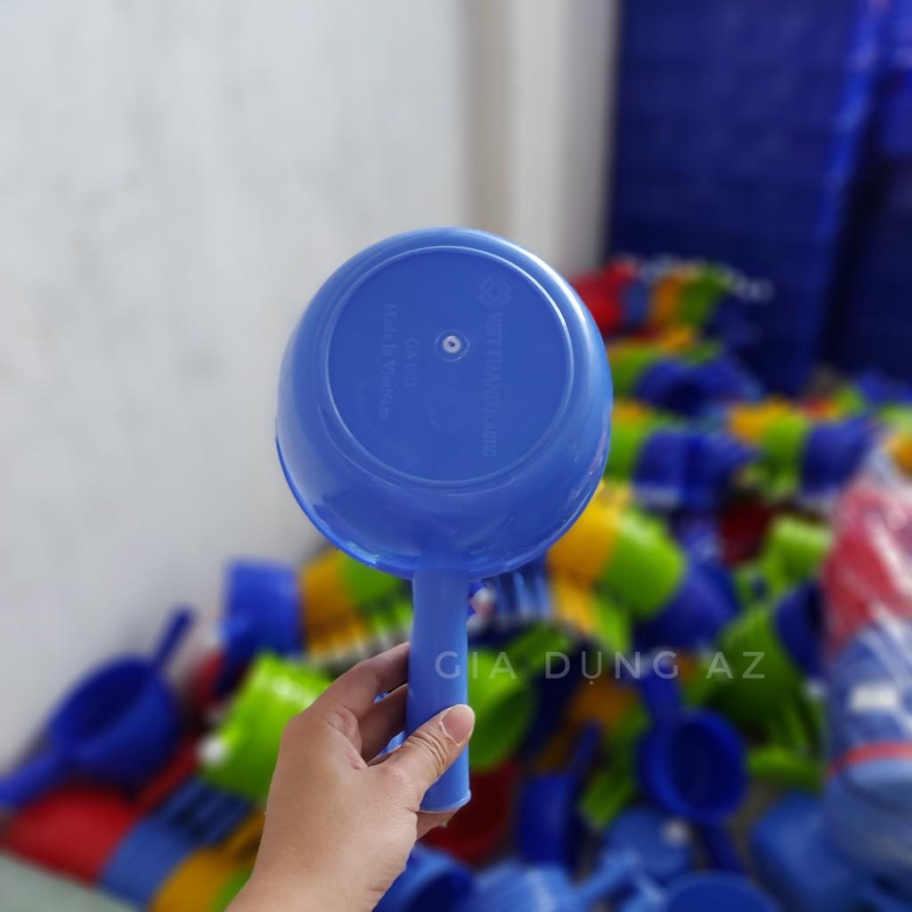 Gáo múc nước màu đỏ, xanh lá, xanh dương, vàng, đủ kích cỡ lựa chọn, nhựa chính phẩm không mùi, bền bỉ an toàn sức khỏe