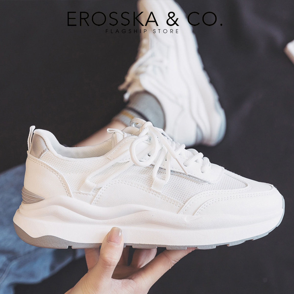 Erosska - Giày sneaker nữ đi học êm chân năng động _ GS010