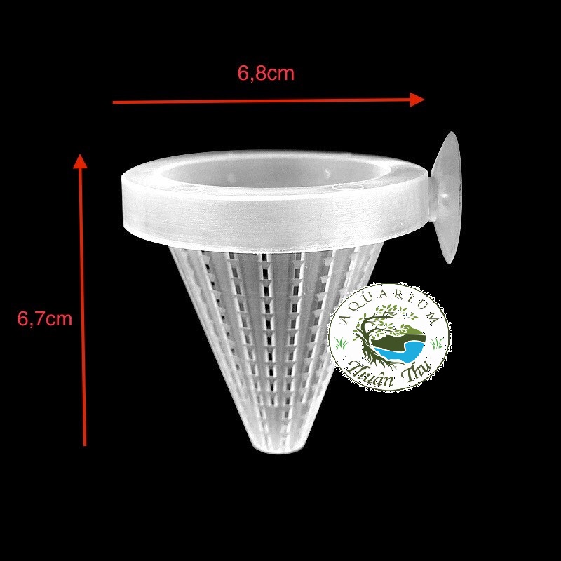 Lốc 20 cái Phễu đựng giun trùng chỉ, rọ cốc đựng thức ăn cho cá cảnh bằng nhựa kèm hít