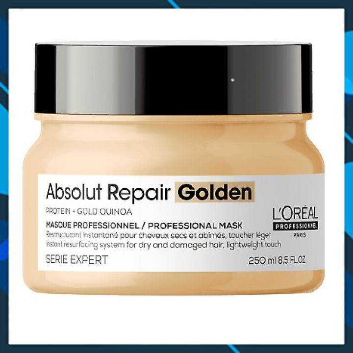 Hấp dầu nhũ vàng phục hồi tóc hư tổn nặng L'ORÉAL Serie Expert Absolut Repair Golden Masque Lightweight Touch 250ml