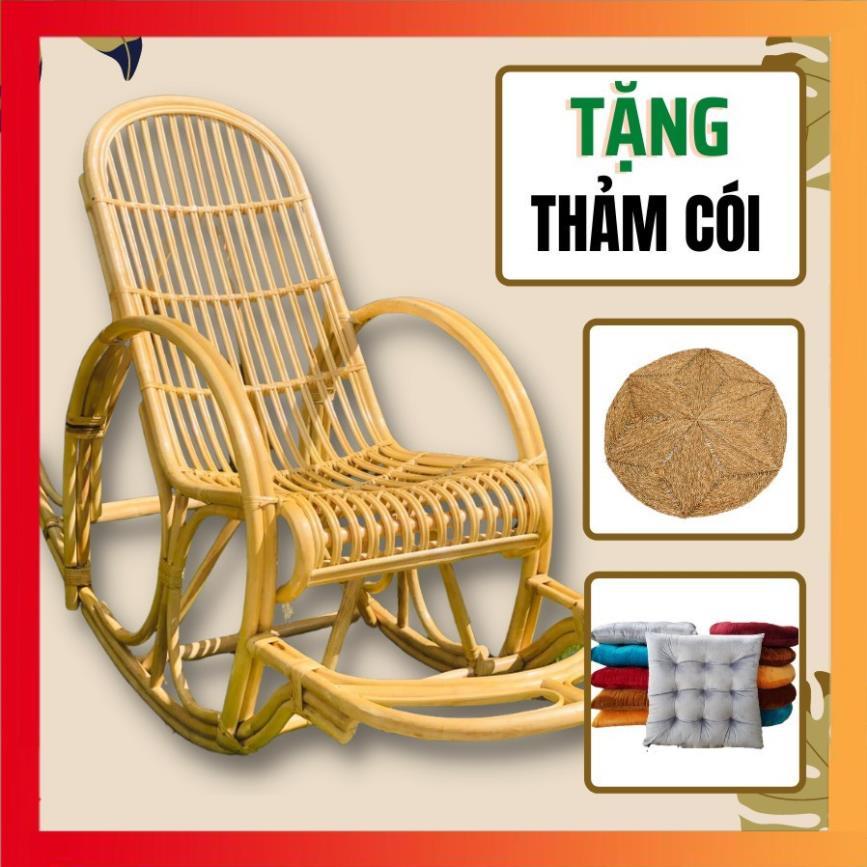 Ghế mây thư giãn bập bênh ngoài trời kèm nệm HOME MÂY chuẩn kích thước dùng cho người lớn đọc sách / HealHomes