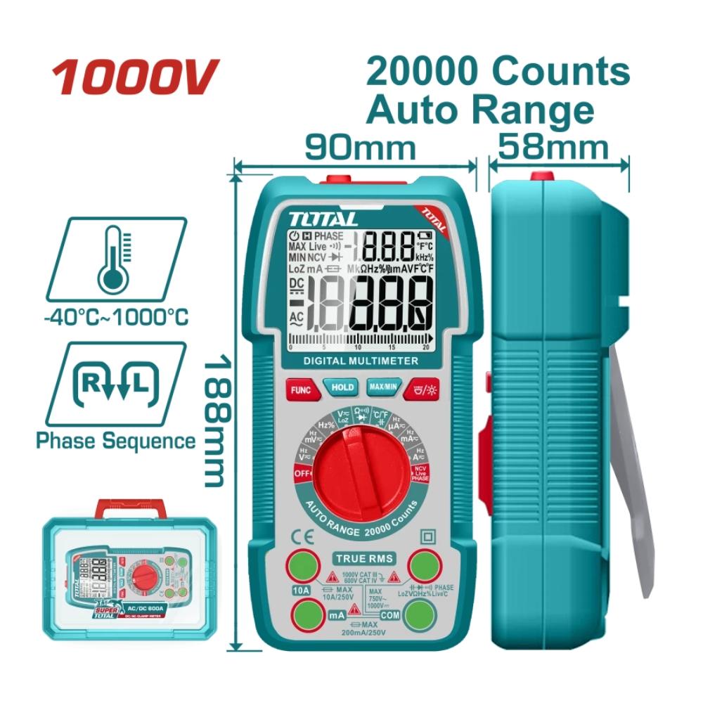 ĐỒNG HỒ VẠN NĂNG KỸ THUẬT SỐ 2.0000V TOTAL TMT5410003 - HÀNG CHÍNH HÃNG