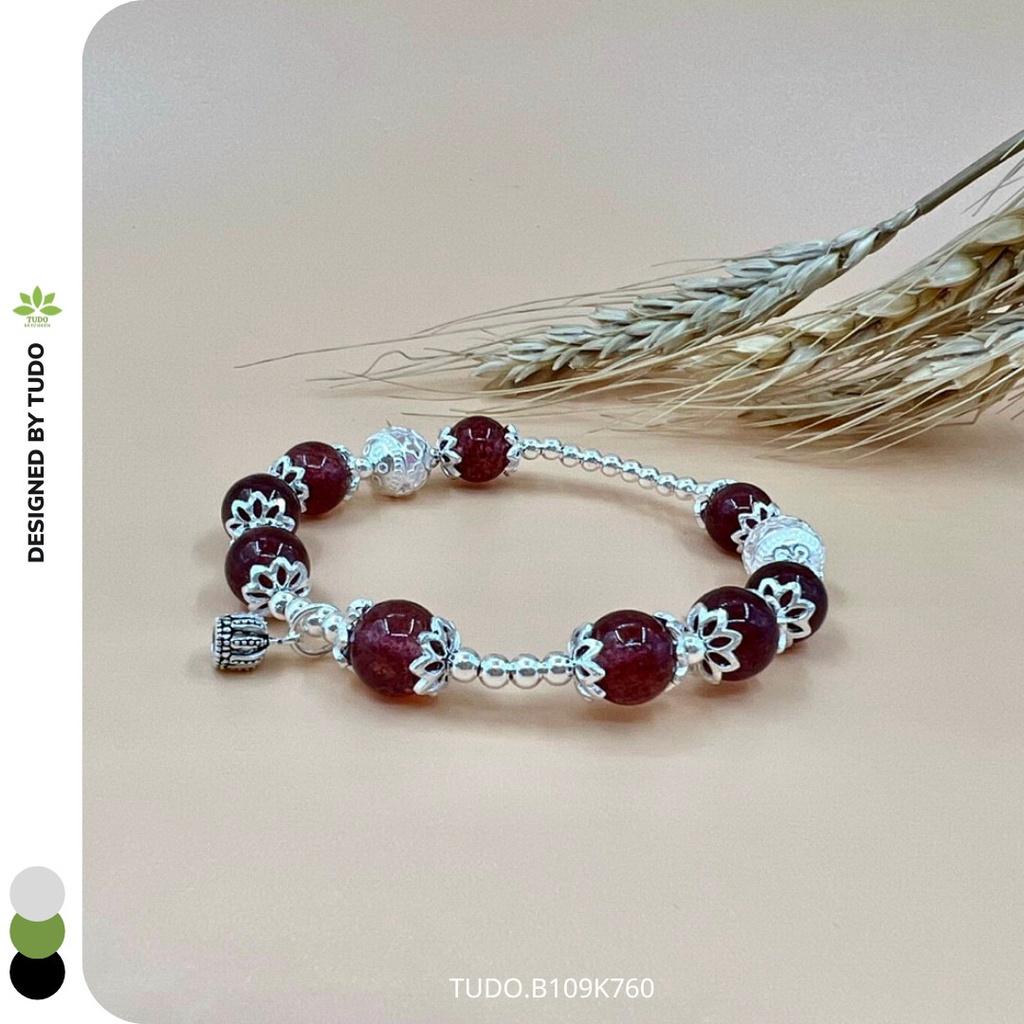 Vòng Tay Nữ Đẹp - Vòng Phong Thủy Mệnh Hỏa Thổ TUDO B109K760 VCBTADH Charm Bạc Vương Miện