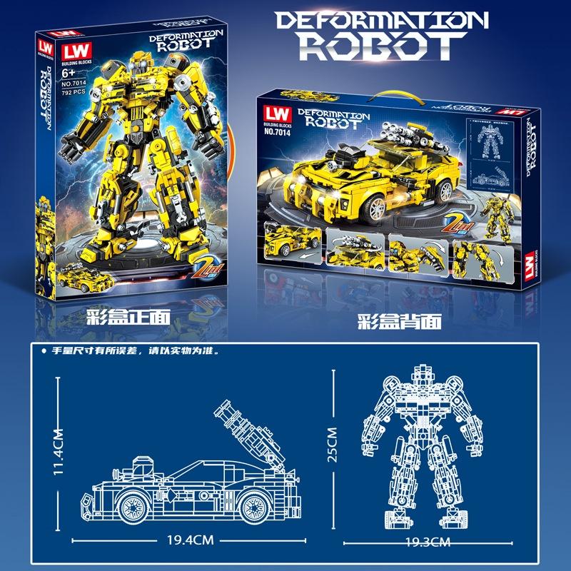 Đồ chơi Lắp ráp Robot Bumblebee Autobot, Lewan LW7014 Xếp hình thông minh, Mô hình Robot biến hình xe