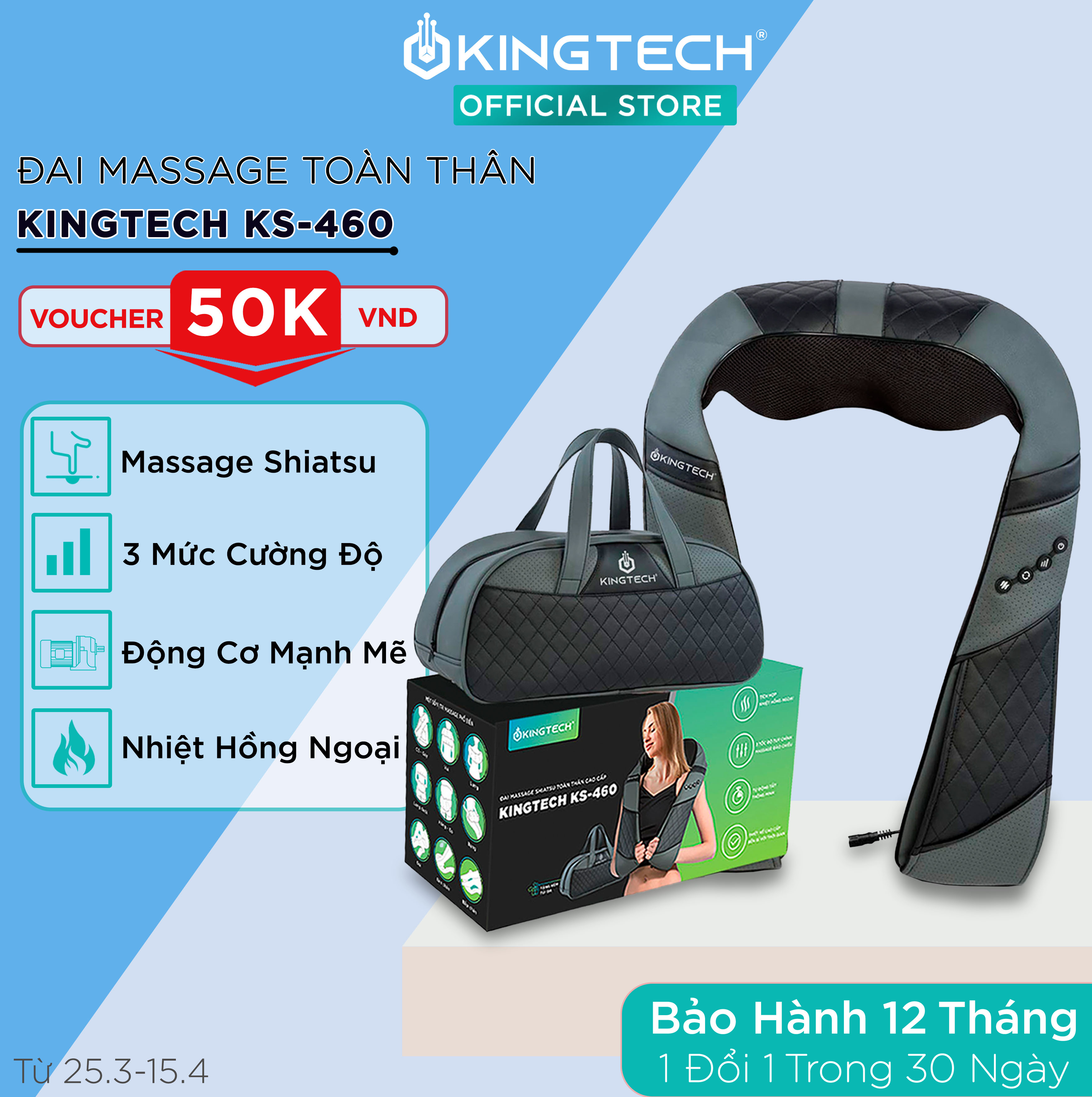 Máy Massage Cổ Vai Gáy Chuyên Sâu 3D KINGTECH KS460 - Hỗ Trợ Mát xa Đùi, Chân, Lưng Dưới - Tích Hợp Nhiệt Hồng Ngoại - Tiện Sử Dụng Tại Nhà, Văn Phòng, Du Lịch - Quà Tặng Tuyệt Vời Dành Cho Người Thân - Chính Hãng