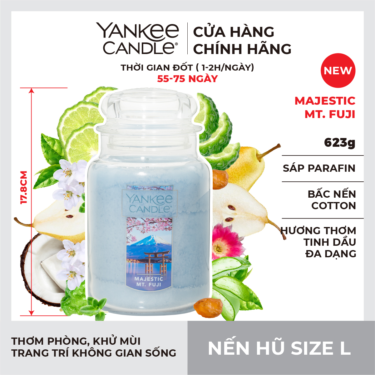 Nến hũ Yankee Candle size L - Majestic Mt. Fuji (623g)