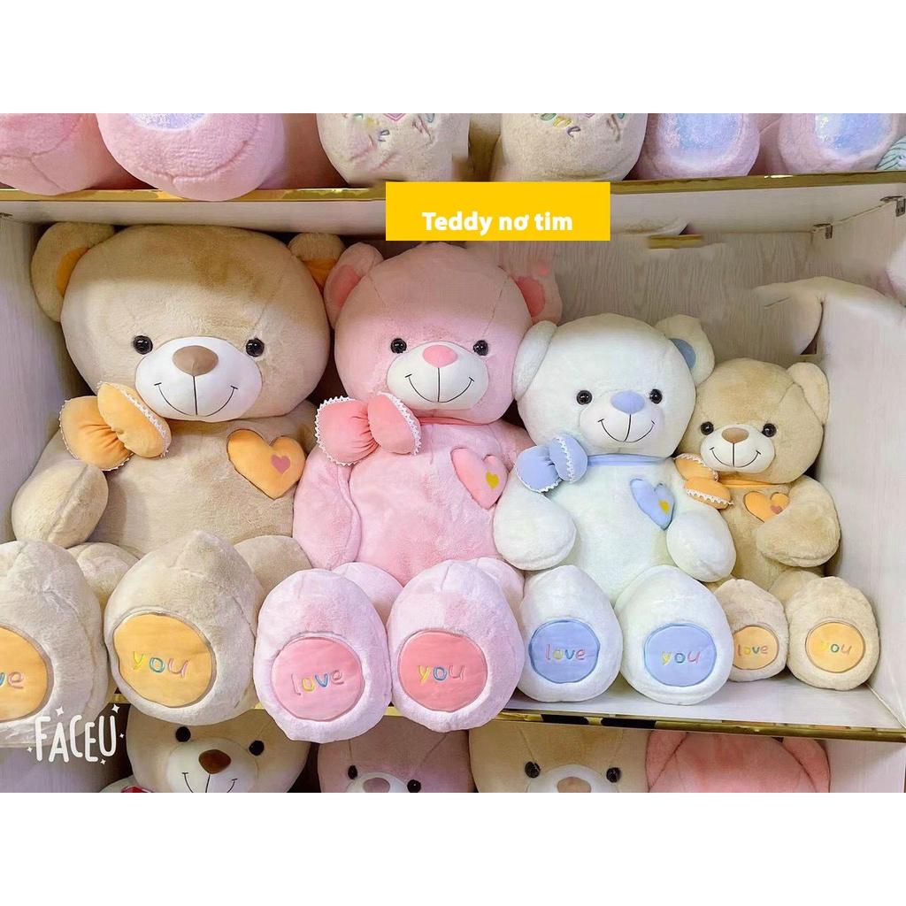 Teddy nơ ngực trái tim nổi cao cấp cực mịn, cực êm